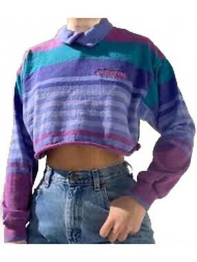 Vintage Jusscus Striped Cropped Polo Sweater - Woman’s Small